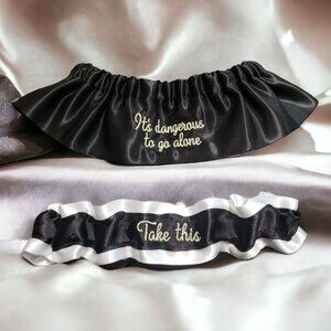 It's dangerous to go alone & Take this Custom Colors Wedding Garter Personalized